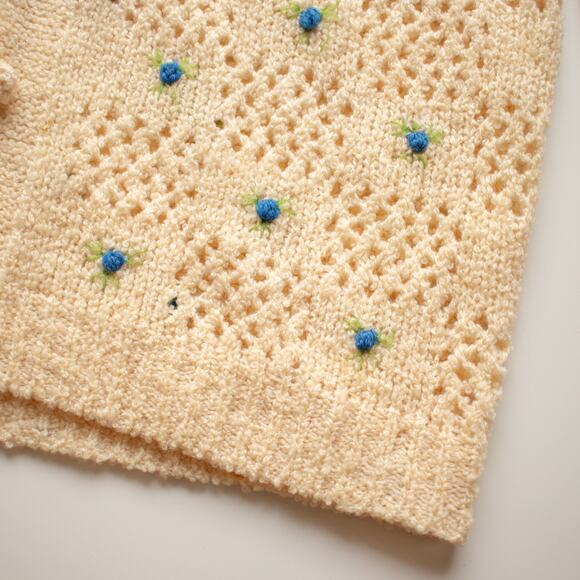 Rich's Vintage Wool Floral Checkered Button-up Sweater Size Small - Picture 2 of 6